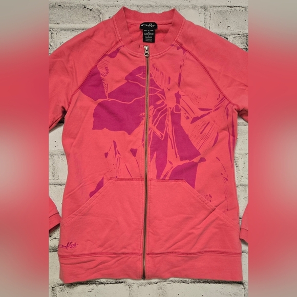 Oakley Full Zip Hoodie Coral Pink Graphic Sweatshirt Women’s Medium - Picture 4 of 8